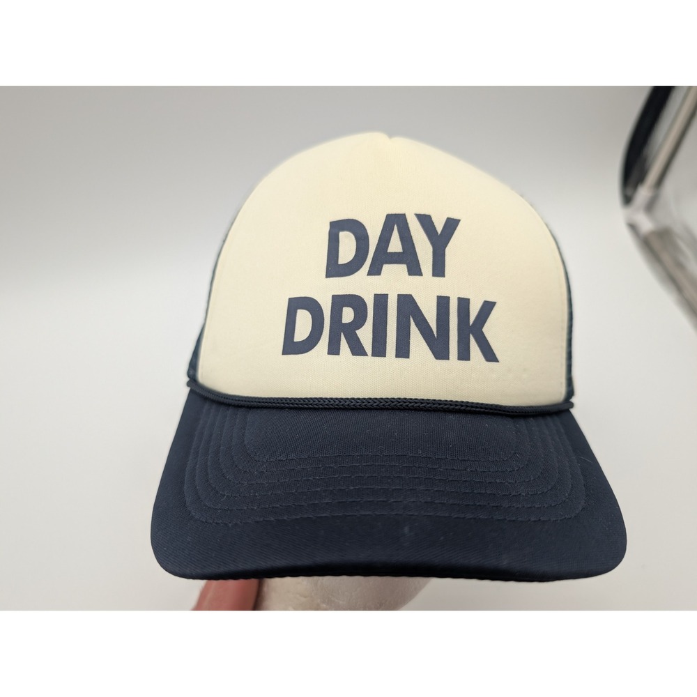 Deep Eddy Vodka Day Drink Trucker Hat Navy Blue Cream Snapback Mesh Cap